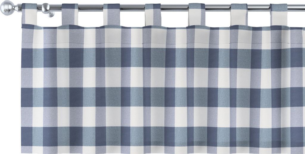 Dekoria Kurzgardine mit Schlaufen, weiss-dunkelblau kariert, 130 x 40 cm