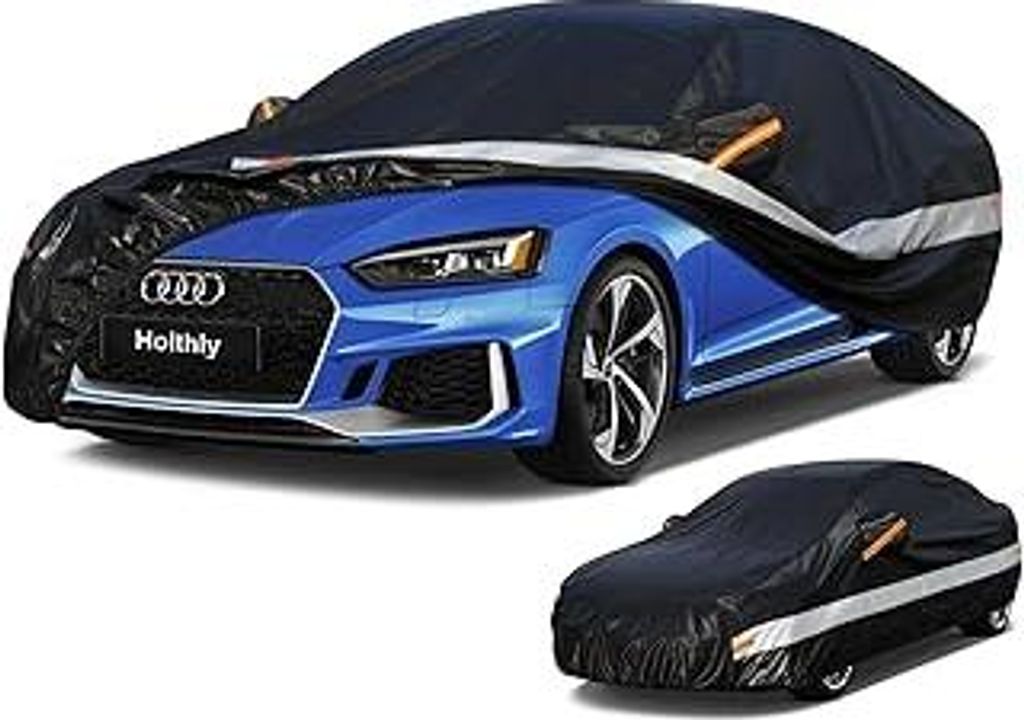 10 Schichten Autoabdeckung 100% Wasserdicht Vollgarage Abdeckplane Auto Garage Staubdicht Wasserdicht Autohülle Autoplane Winter & Sommer für Aud...