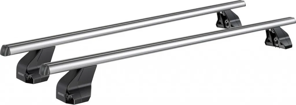 Menabo Omega | Portapacchi - Mercedes E (W211) 4 porte 2002-2009 - Argento - Alluminio - Lunghezza 112 cm - Omologato TUV & ISO