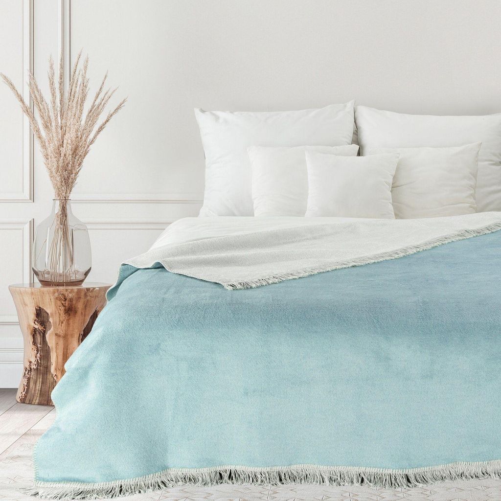 Eurofirany Decke Wohndecke Sofadecke DUO Acryl 1 150x200 cm creme minze