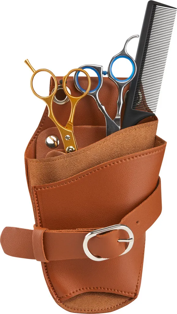 Borsa Porta Forbici Parrucchiere T11 Marrone Fondina Belt Case