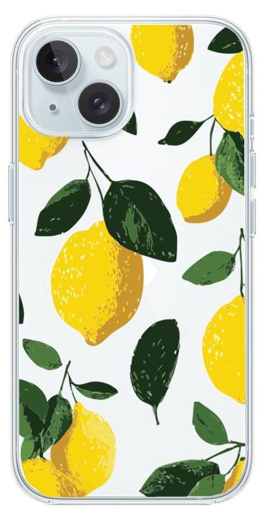 Flexible Hülle für das iPhone 15, TPU Silikon transparent, saftige Zitronen