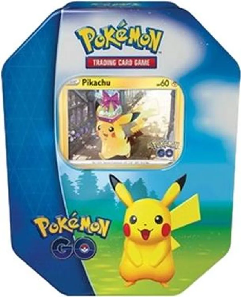 Boîtier Pokémon GO Pikachu Tin contenant boosters et carte brillante