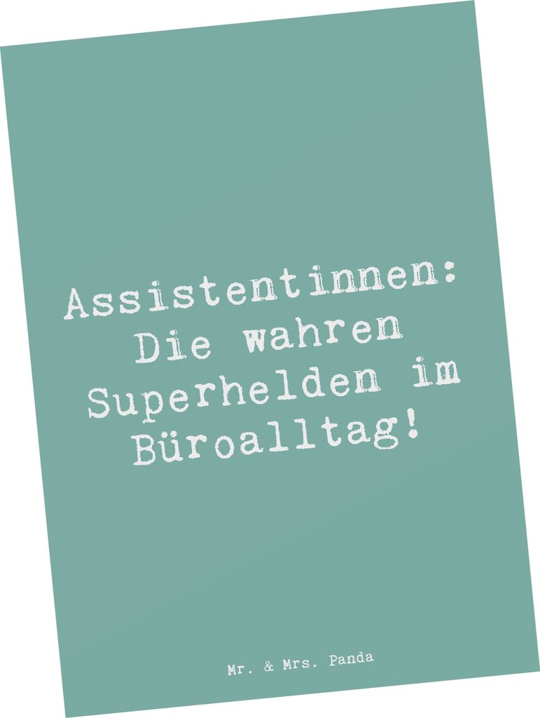 Mr. & Mrs. Panda Postkarte Spruch Assistentin Heldin - Meeresbrise - Geschenk, Berufsgestaltung, Ansichtskarten, Unterstützung, Superhelden im Bü...