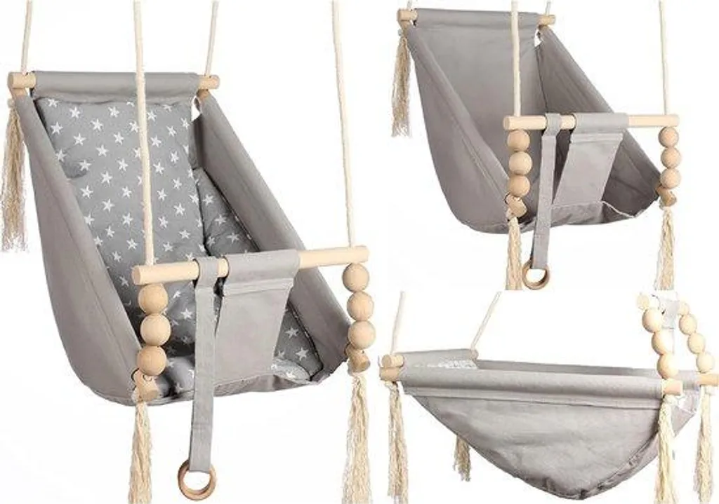 Balançoire bébé sécurisée contre les chutes - Modèle XXL 3-en-1 Gris