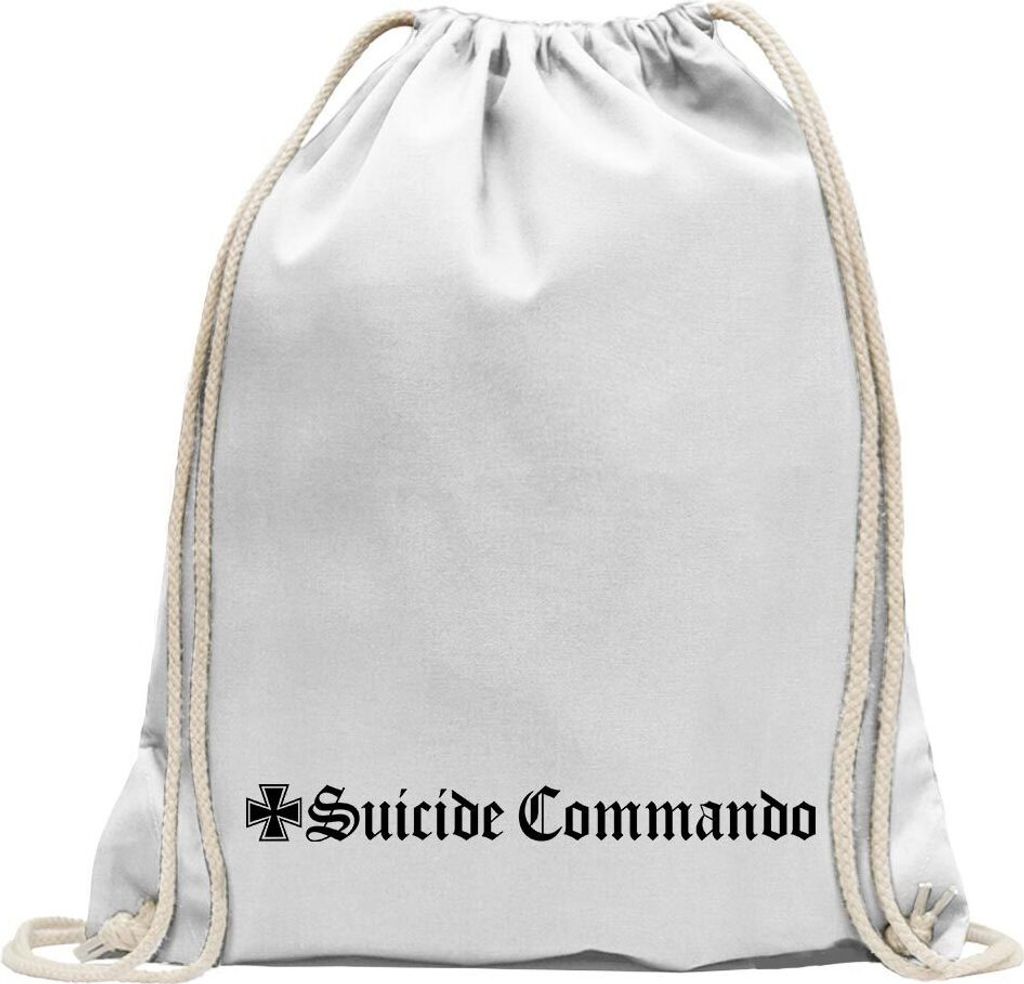 Kiwistar - Turnbeutel - weiss - Suicide Commando - Fun Rucksack Sport Beutel Gymsack Baumwolle mit Ziehgurt
