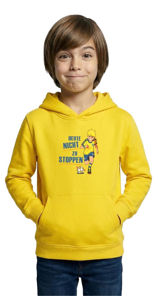 Spreadshirt Teufelskicker Heute Nicht Zu Stoppen Kinder Hoodie, M (7/8 Jahre), Gelb