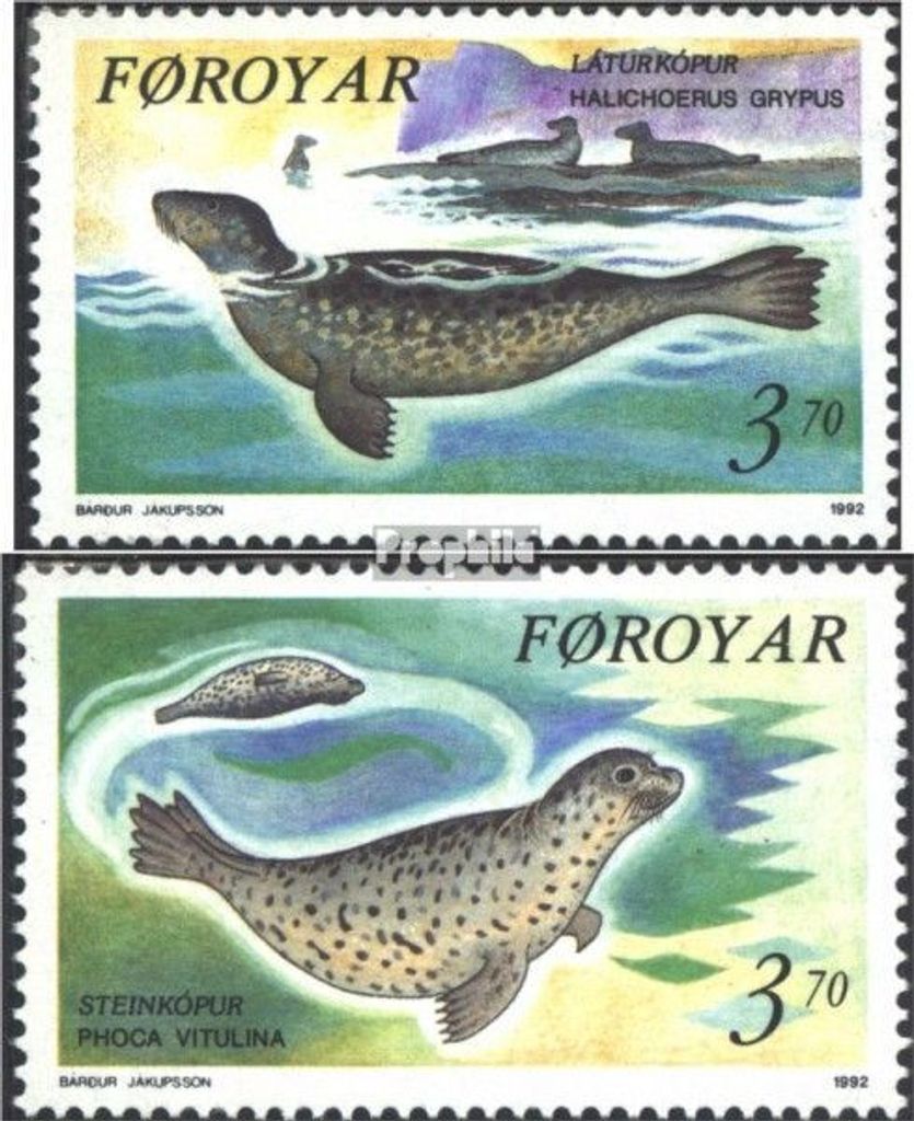 Briefmarken Dänemark - Färöer 1992 Mi 235-236 (kompl.Ausg.) gestempelt Seehunde