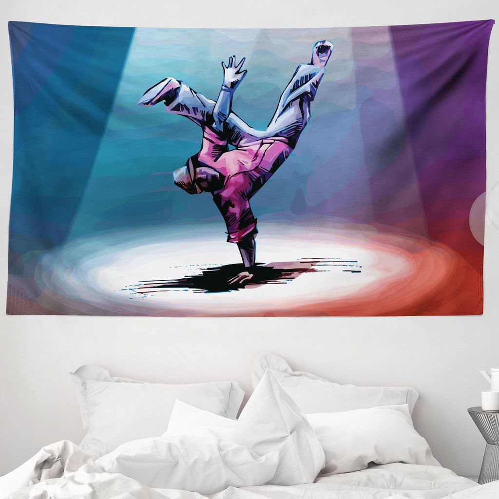 ABAKUHAUS Kindergarten Wandteppich, Bruch-Tänzer-Skizze aus Weiches Mikrofaser Stoff Waschbar ohne Verblassen Digitaldruck, 230 x 140 cm, Mehrfarbig