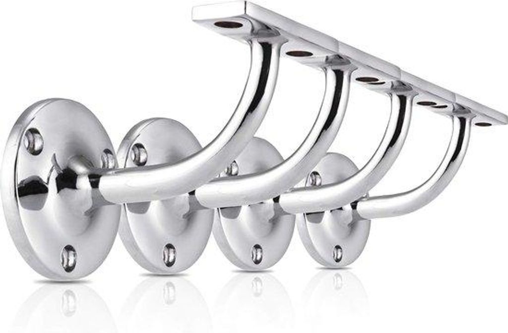 Set aus 4 polierten Chrom-Handläufen, Treppengeländer-Handläufe.