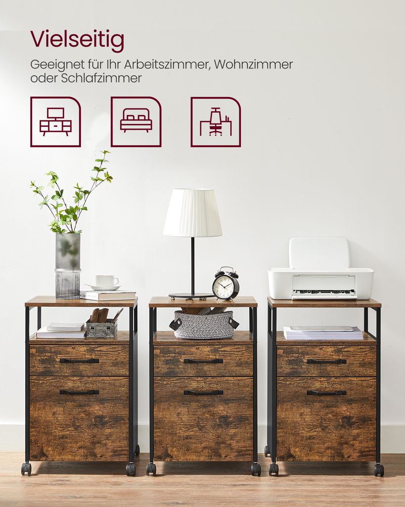 VASAGLE Aktenschrank Rollcontainer mit 2 Schubladen, Produktbild 8