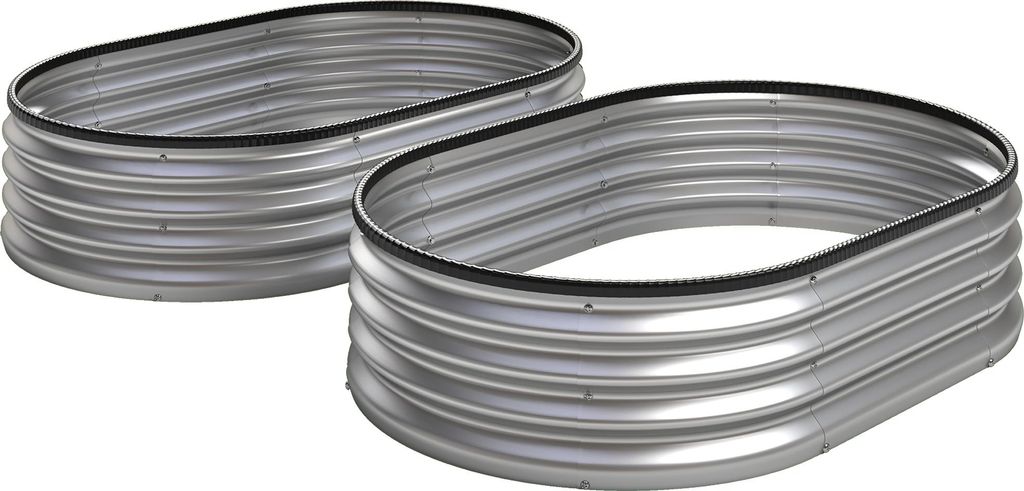 Hochbeet Metall 2er Set 135 x 90 x 30cm Oval Hochbeete mit Gummistreifen