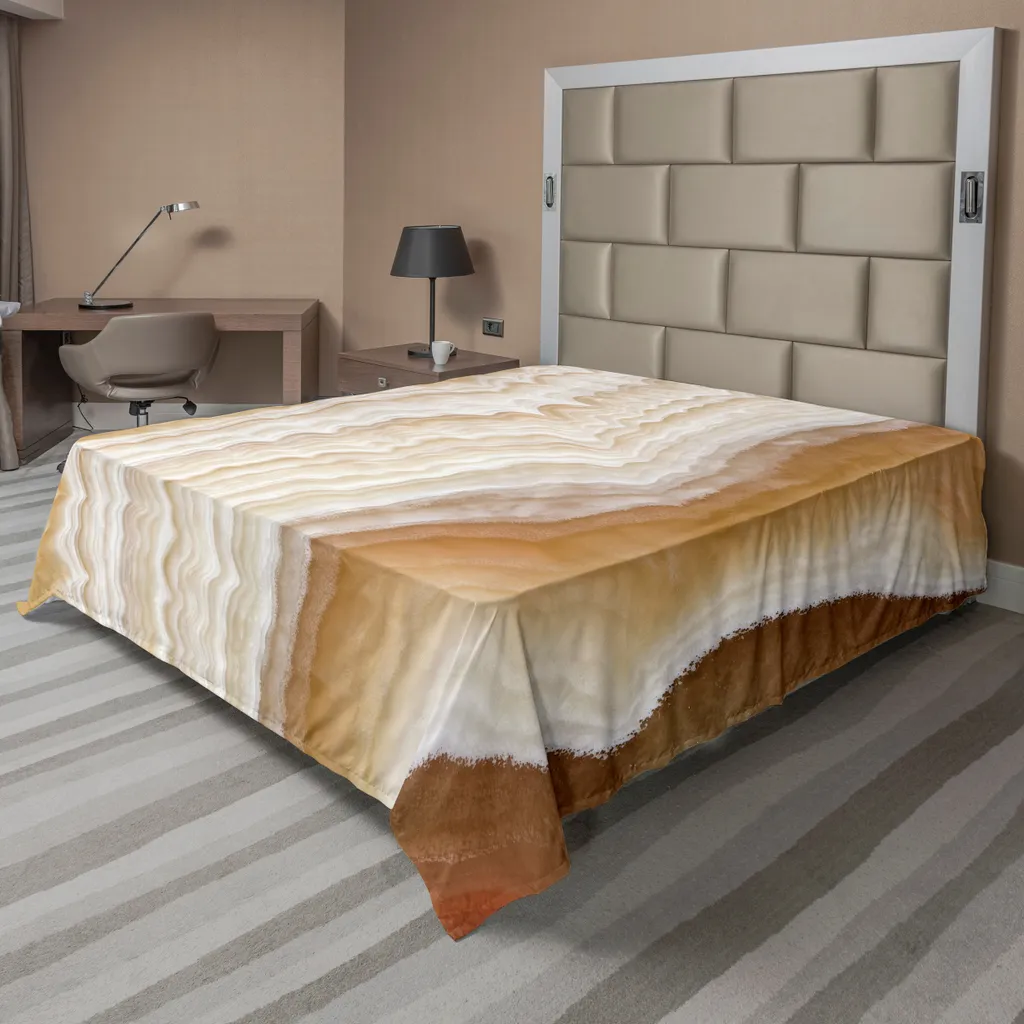 Drap de lit crème motif marbré ondulé impression numérique 260x228
