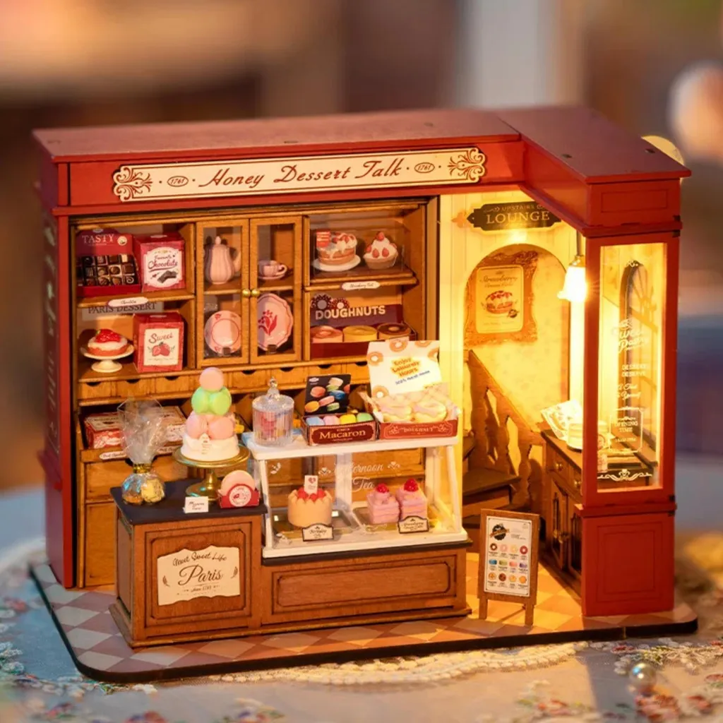 Maquette Maison de Poupée Miniature en Bois à Construire avec Lumière