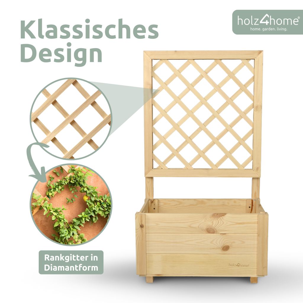 holz4home® Pflanzkasten mit Rankgitter S aus Kiefernholz I Produktbild 4