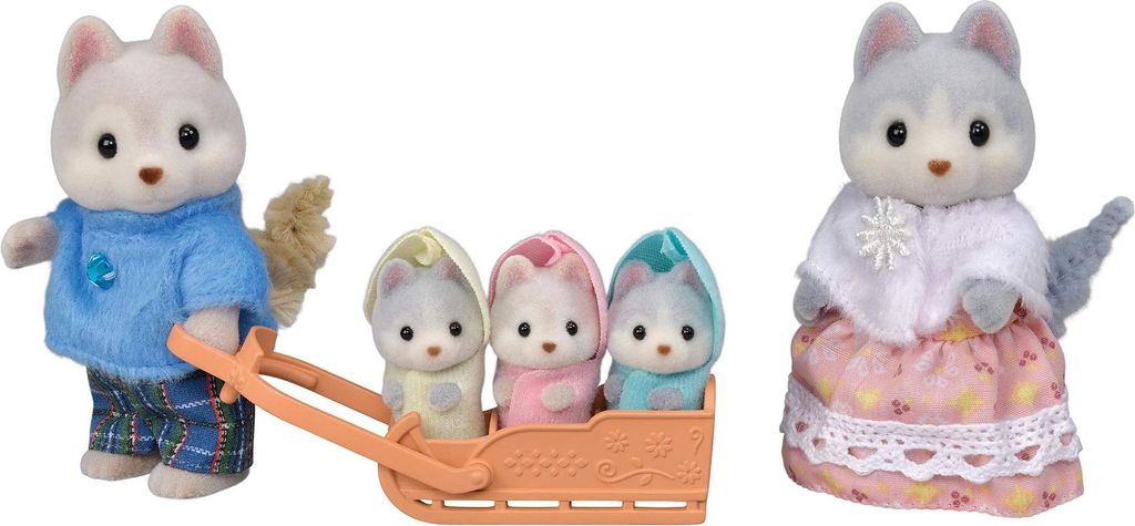 Set Famiglia Husky Sylvanian: Giochi di Slitta e Avventura Immagine del prodotto 