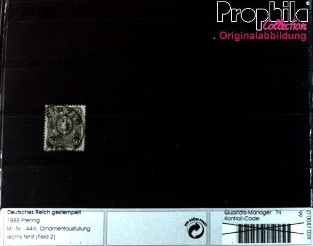 Briefmarken Deutsches Reich 1888 Mi 44III, Produktbild 