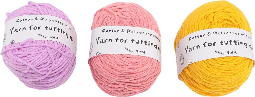 3 Stück Tufting-Garn aus weicher Baumwolle, 8 Stränge, leuchtende Farben, Häkelnadeln für Anfänger, Untersetzer, Hüte, Schals