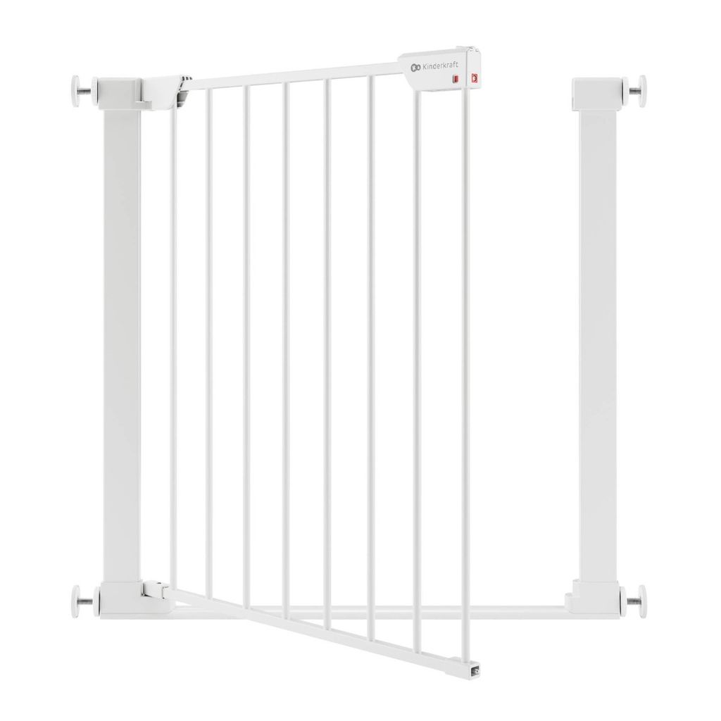 Kinderkraft SAFE SNAP Türschutzgitter – 75–82 cm, Flat Step, Double Lock, Lock Indicator, ohne Bohren, Weiß