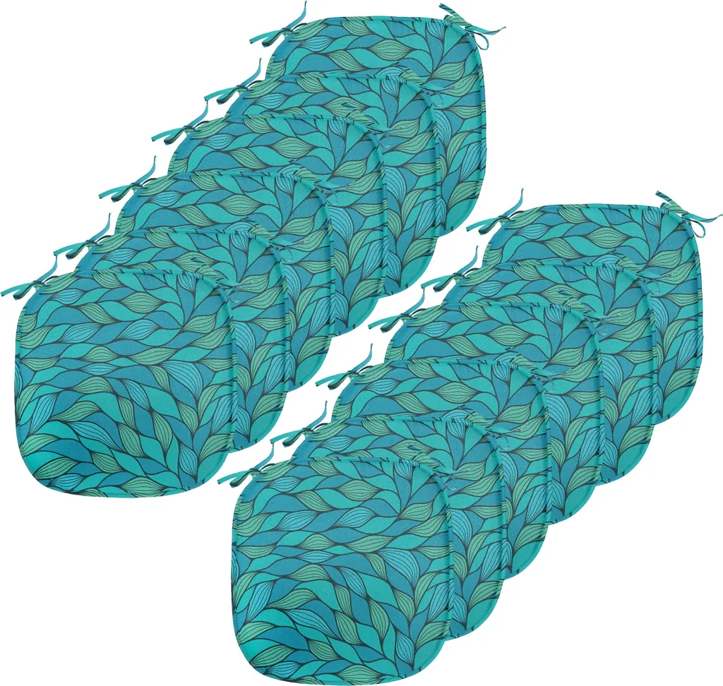 ABAKUHAUS Rivestimento per sedie da sala da pranzo, motivo astratto Ocean Wave, cuscino decorativo impermeabile con cinturini per sedie da cucina, 40 cm x 40 cm, confezione da 12, blu menta verde