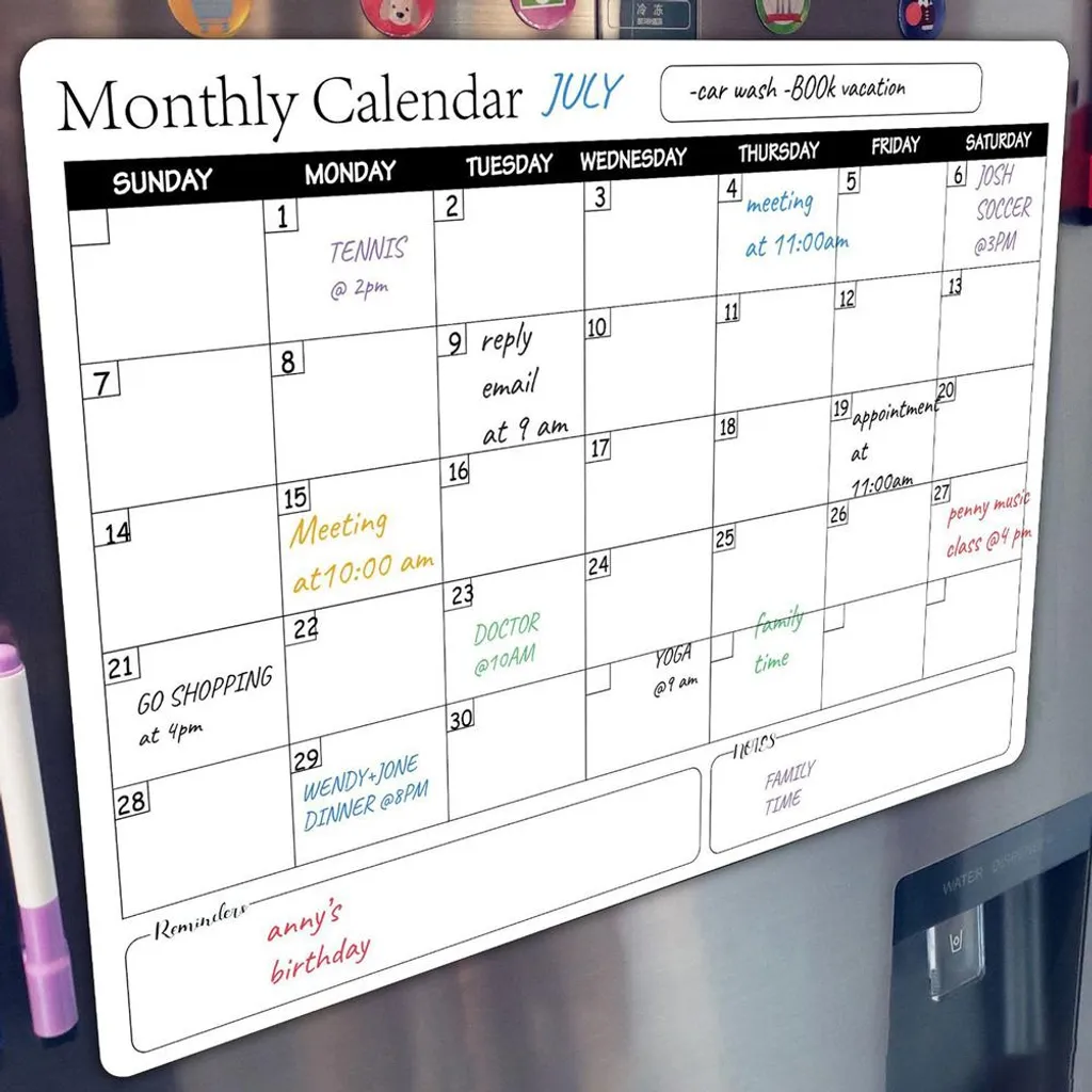 Tableau d'Affichage Magnétique Effaçable à Sec pour Calendrier de Cuisine