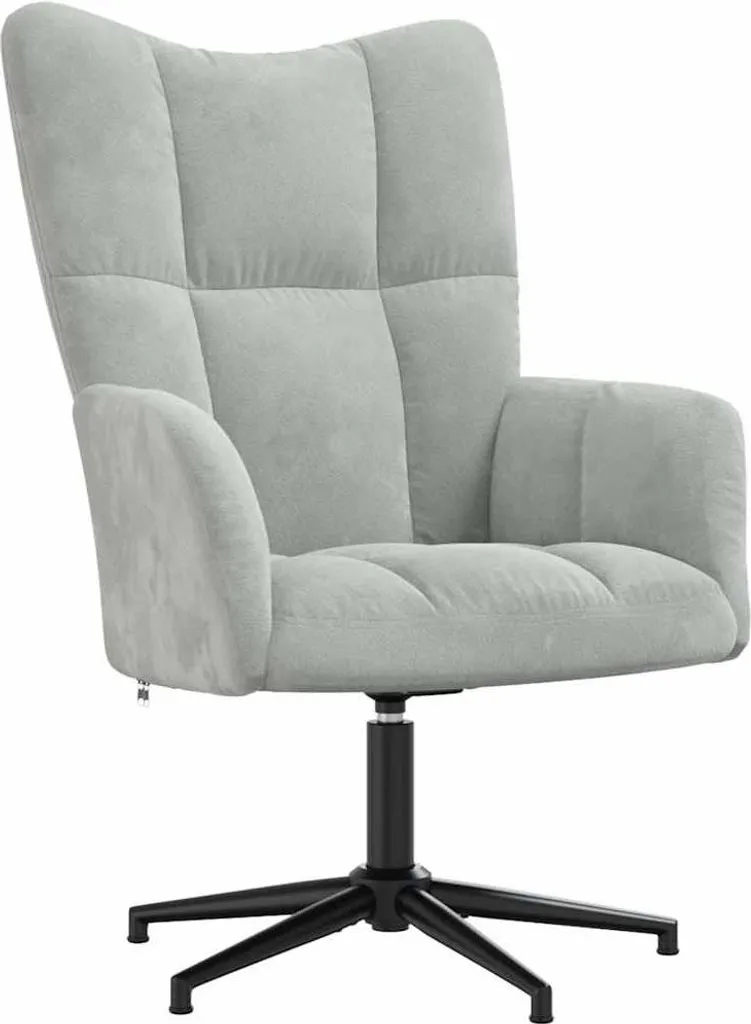 Poltrona da Soggiorno vidaXL Velluto Grigio | Seduta Relax Girevole 360° - 7