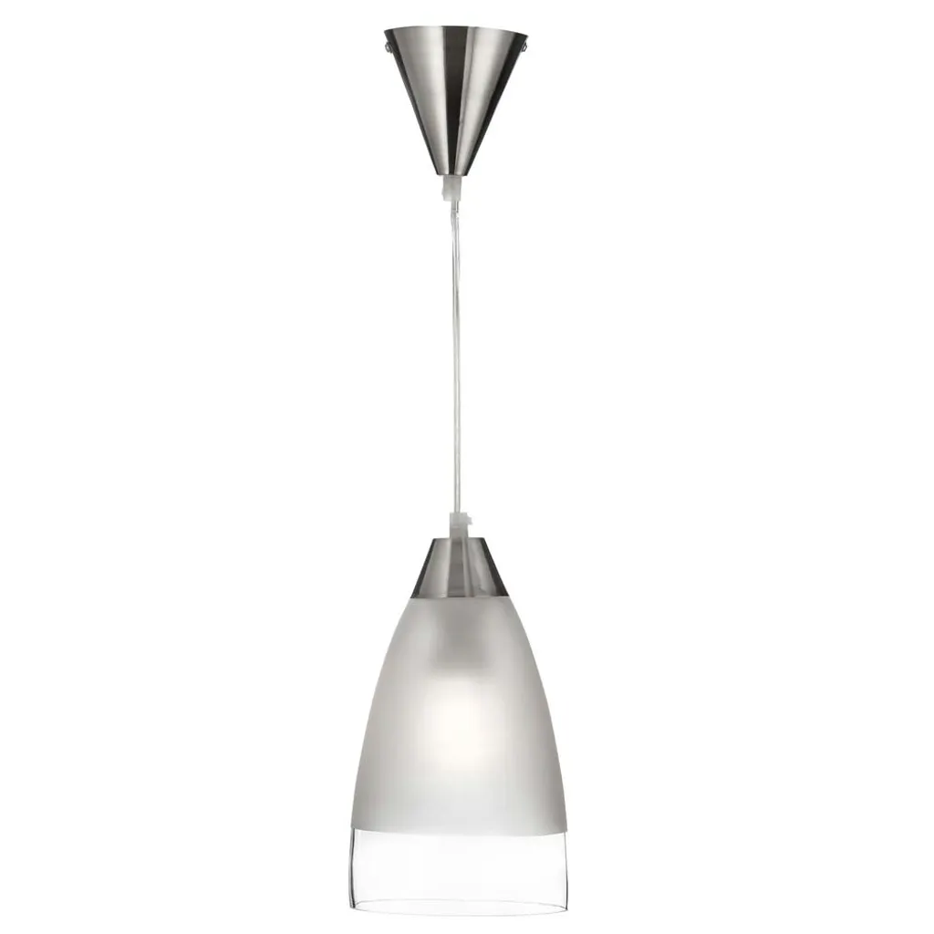 Suspension argentée en métal et verre H 120 cm design industriel chic