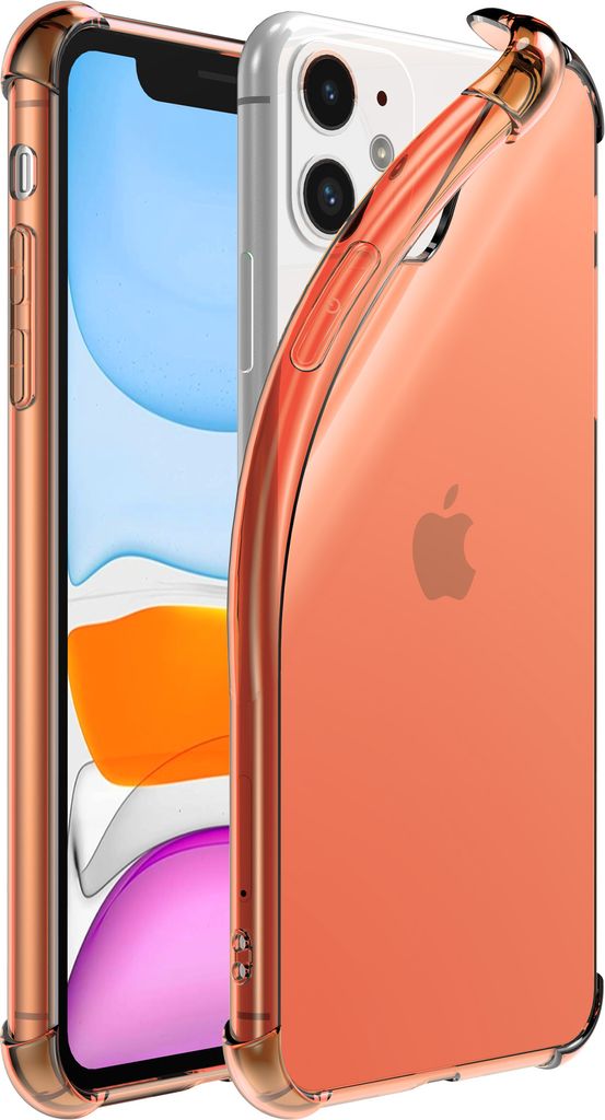 Smartphonica iPhone 11 transparente stoßfeste Silikonhülle mit Bumper - Rot