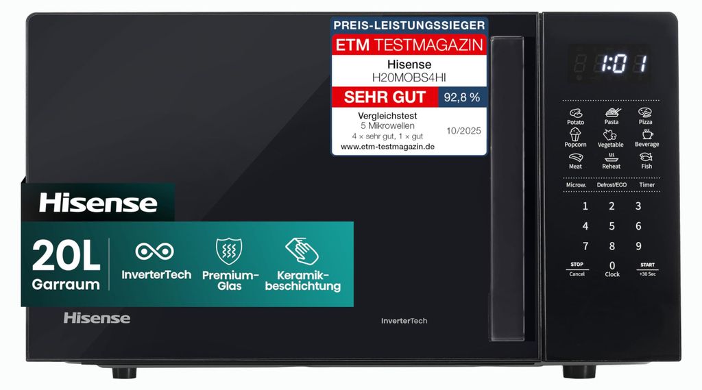 Hisense Mikrowelle, 20 l, 700 W, Inverter, Touch control, Produktbild 