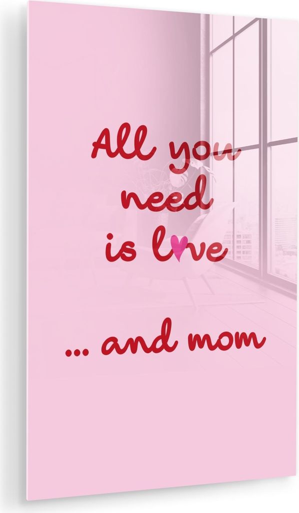 MuchoWow Glasbilder - Bilder auf Wandbild - Foto auf Glas Mutter - Liebe - Text - Rot 80x120 cm Wanddekoration aus Glas - Acrylglasbild - Acrylbild...