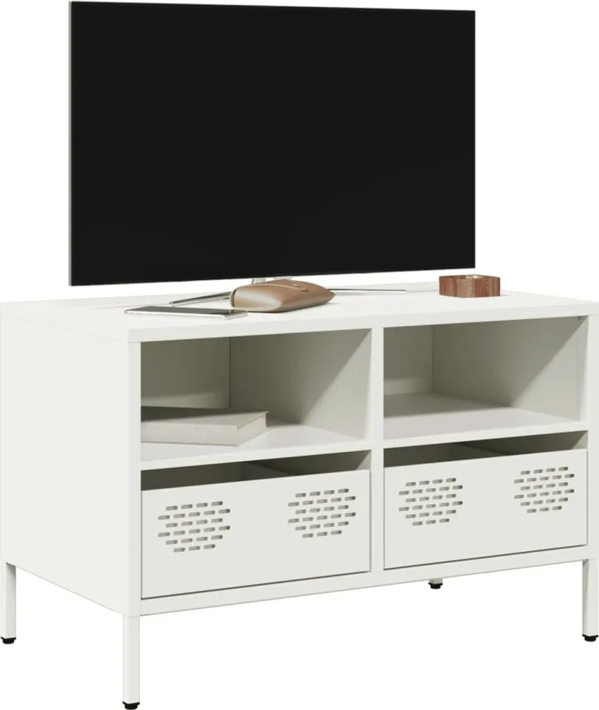 Maison Exclusive - Mobile TV bianco 68x39x43,5 cm Acciaio laminato a freddo
