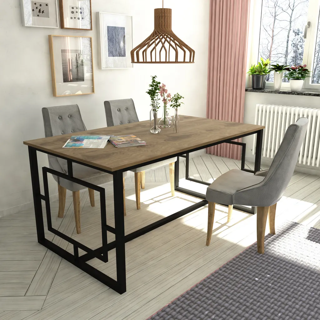 Grande table basse rectangulaire en bois noyer et noir pour le séjour