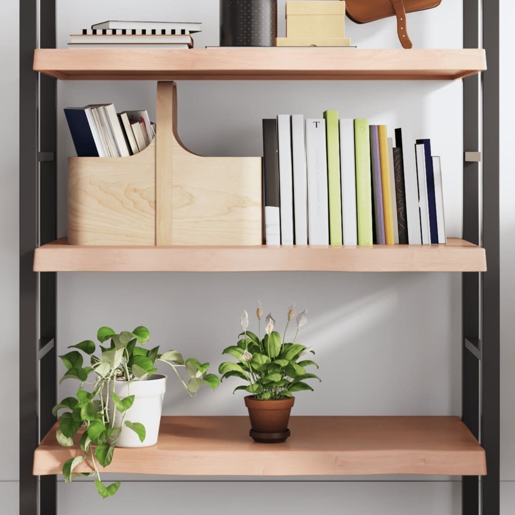 Möbel Wandregal Hellbraun 80x50x(2-6) cm Massivholz Eiche Behandelt - Wandregale 363670