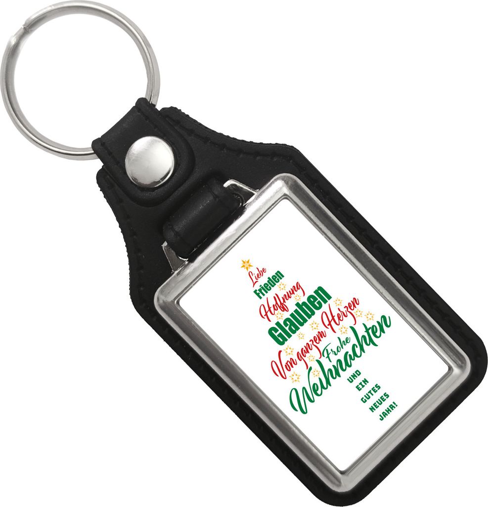 Christbaum Schlüsselanhänger mit Kunstleder-Anhänger mit Produktbild 