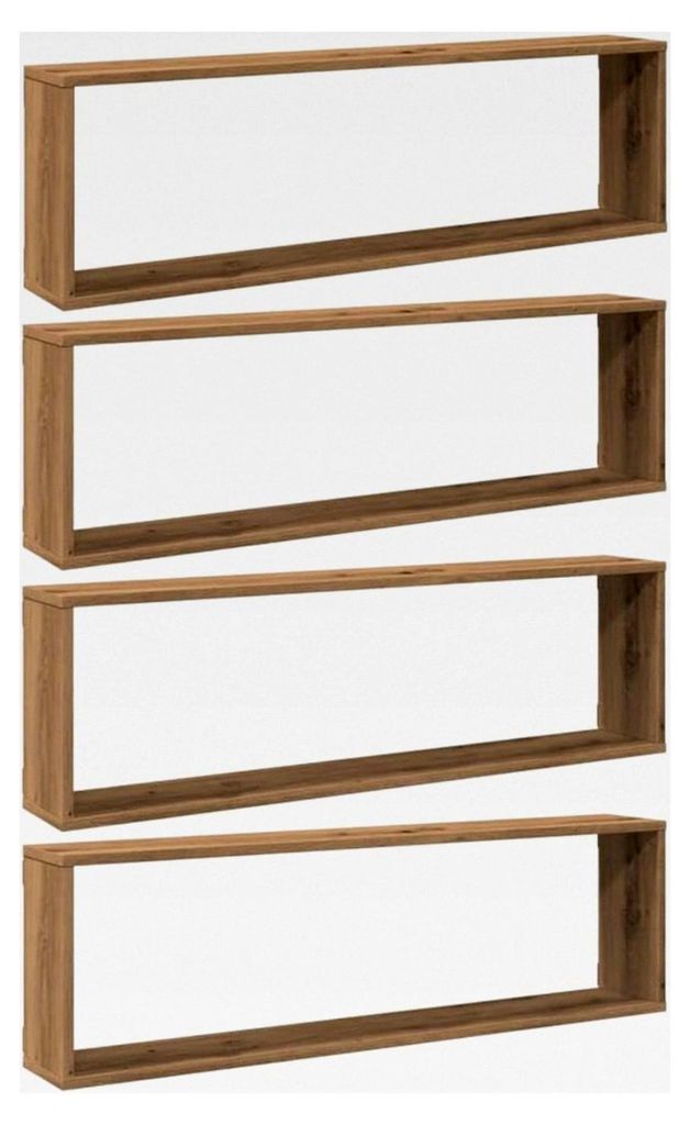 4 Stück Würfel Wandregal Lounge Cube Holzregal Bücherregal Wandboard Schweberegal Regalwürfel Artisan-Eiche 100x15x30 Holzwerkstoff