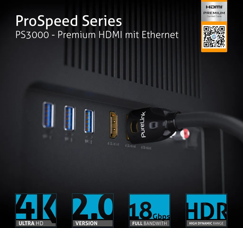 Câble HDMI Premium Ethernet PureLink PS3000 - Qualité d'image 4K HDR 5m - 6