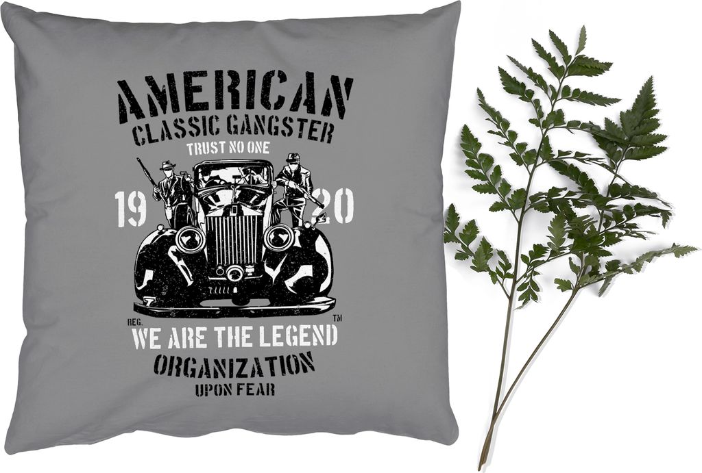 MuchoWow Zierkissen Sofakissen Wohnzimmer Dekokissen 40x40 cm Mancave - Auto - Waffen - Amerika - Vintage - Foto Kissen - Schlafzimmer Dekoration
