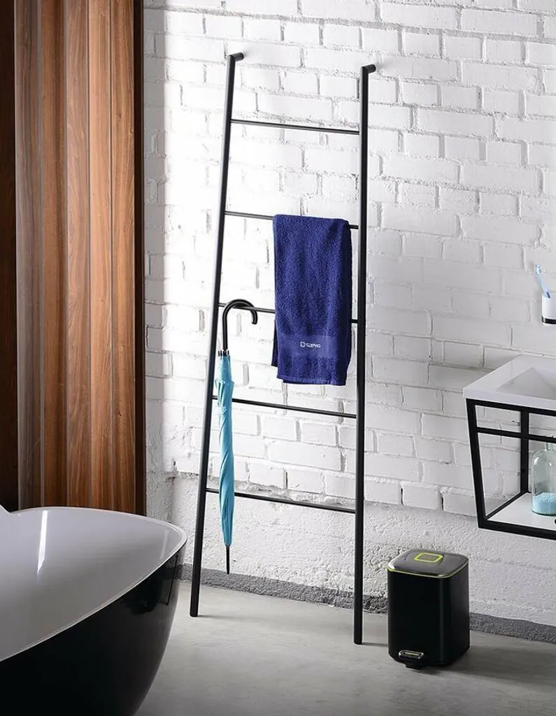 Sèche-serviettes eau chaude noir mat 1700mm Sapho Sega design moderne - 3