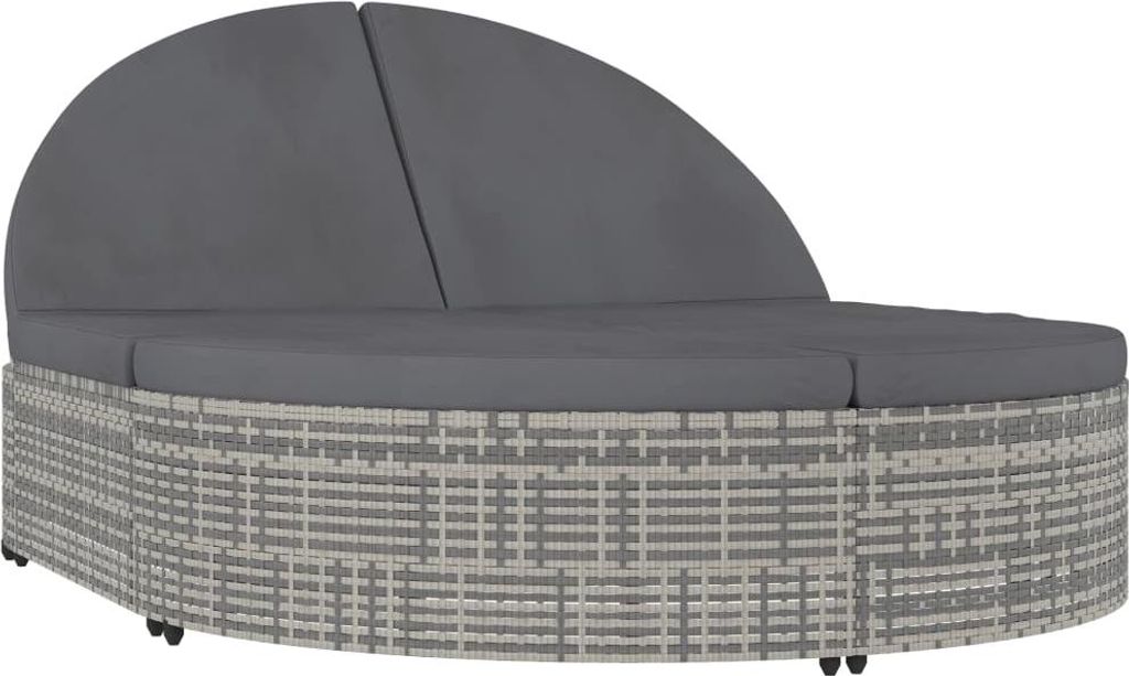 vidaXL Dvojité ležadlo s vankúšom Poly Rattan Grey Obrázok produktu 
