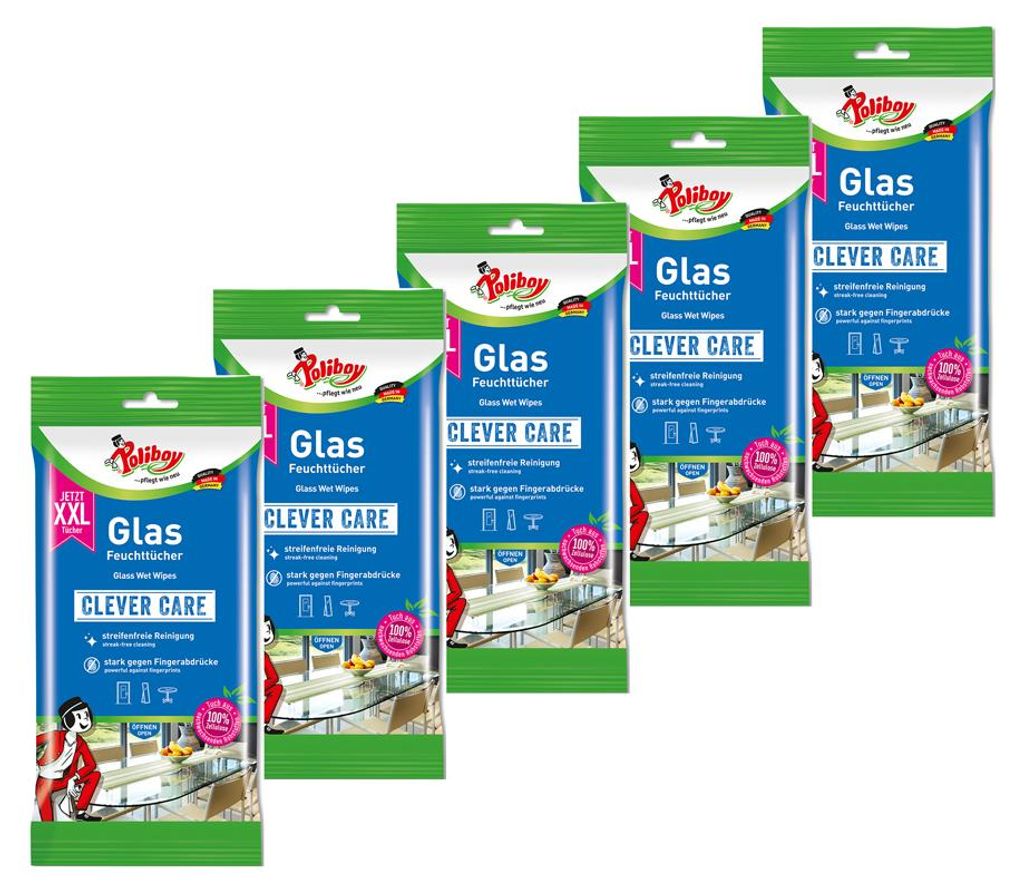 Poliboy Glas Reinigungstücher 5er Set - 120 Stück, Inhalt Produktbild 