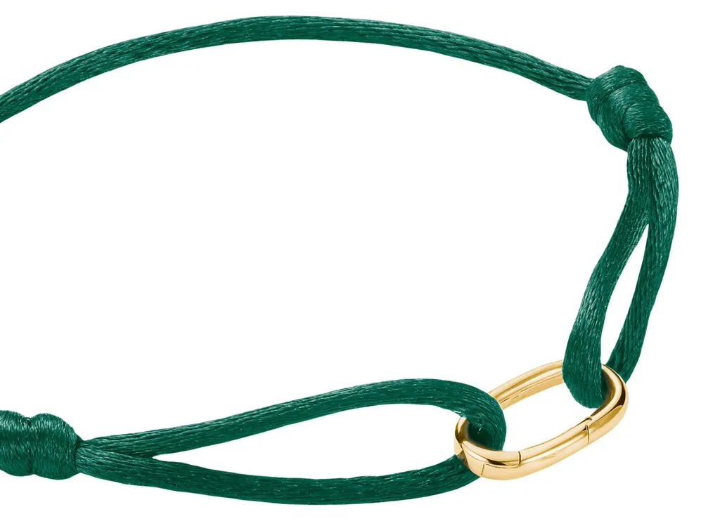 Bracelet textile vert ajustable avec fermoir Connect doré 18 carats - 5