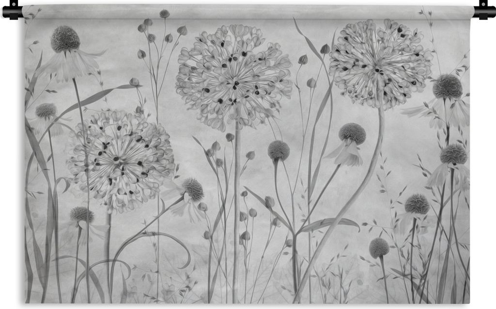 MuchoWow Wandteppich Wandbehang Natur - Stilleben - Schwarz und weiß 120x80 cm Tapisserie Dekoration Wandtuch - Wanddekorationen - Wandtücher