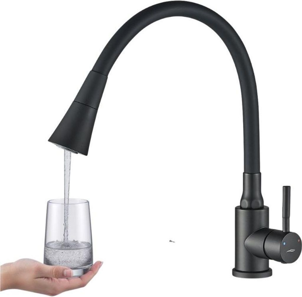 SELVA Kuchinox Küchenarmatur mit schwarzem, flexiblem Auslauf