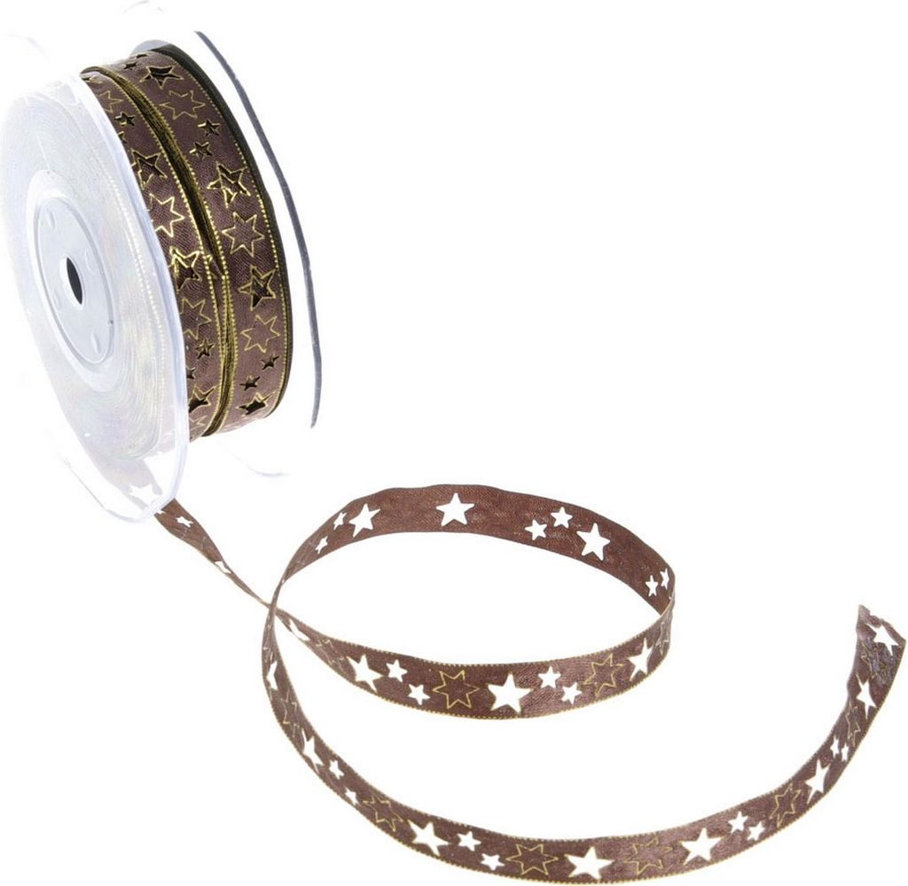 Dekoband - "Laser Cut Star" - braun - 12mm - 20m - 92101 80