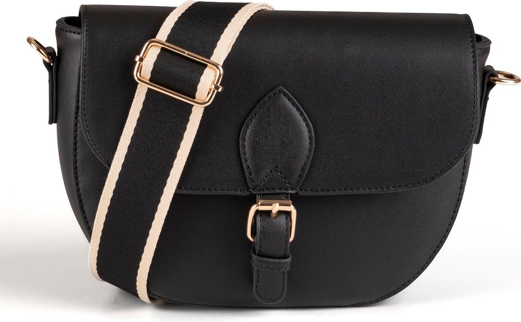 Vivisence Damen Schultertasche Magnetverschluss mit Zierstreifen