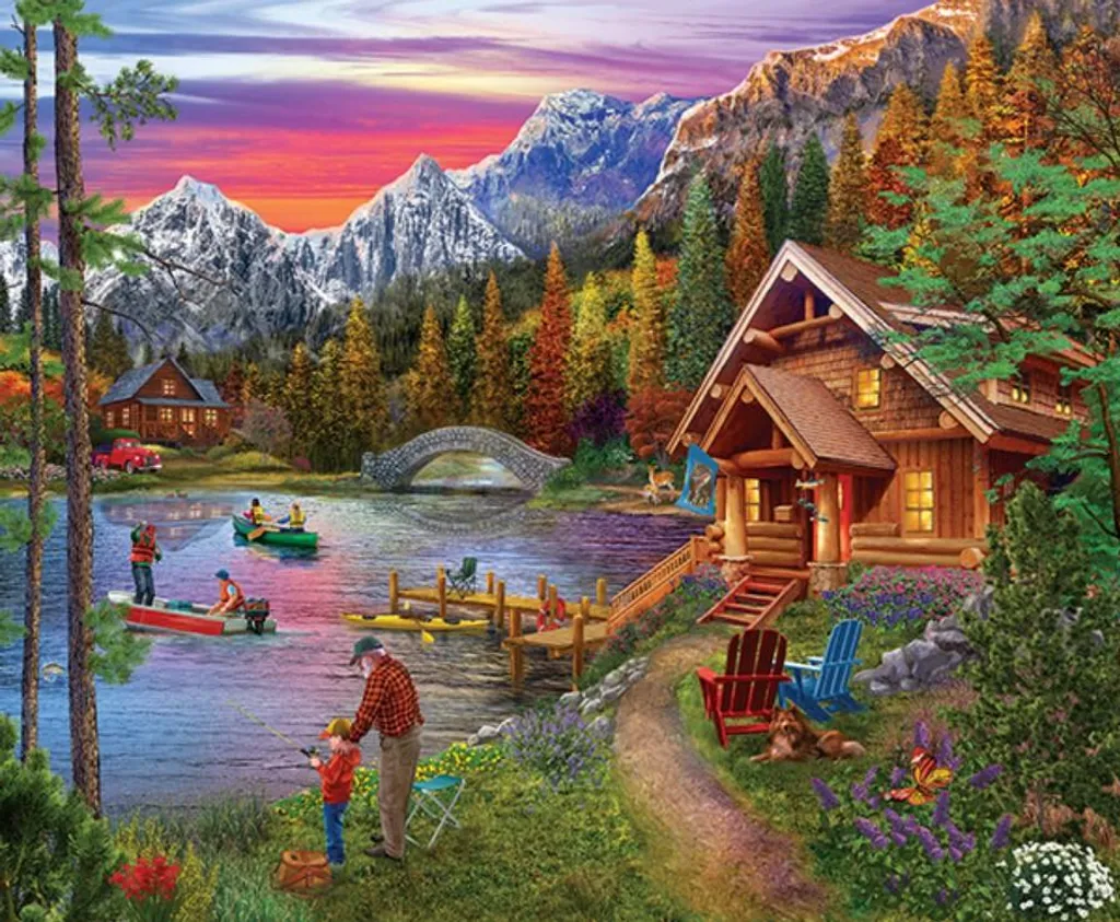 Puzzle 1000 pièces Stone Bridge Lake - Art de Tom Wood par SunsOut