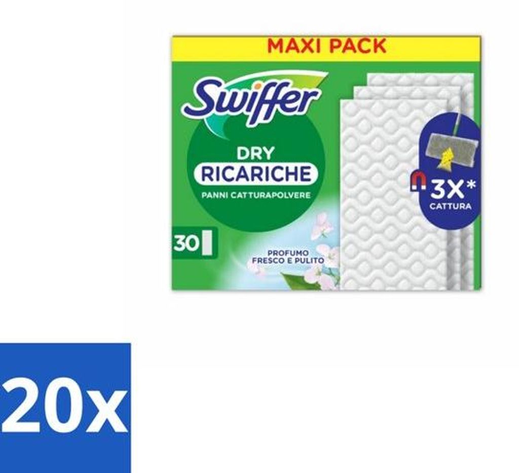 Swiffer - Dry Navullingen – Voor Vloerwisser – 30 doekjes - Bulkverpakking - 20 stuks