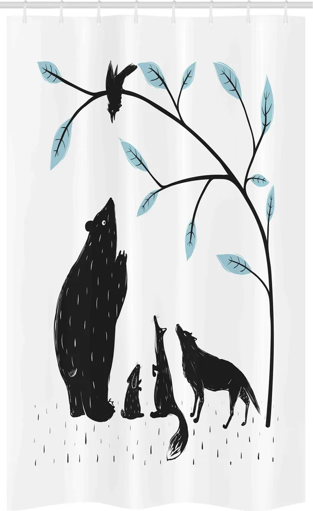 BIVINAR Tenda Doccia Extra Lunga: 183x213 Cm, Tessuto Impermeabile Con Stampa Foresta Nebbiosa, Oscurante