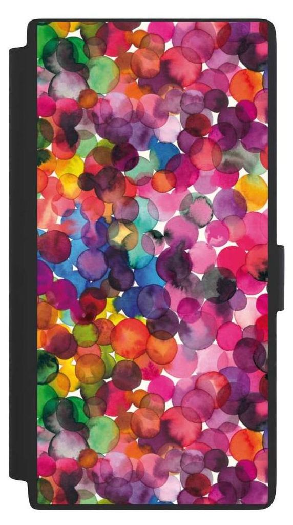 NIVOCASE Klapphülle für Samsung Galaxy S24 Ultra Handyhülle aus Kunst Leder NIVOflip schwarz Punkte Wasserfarbe bunt