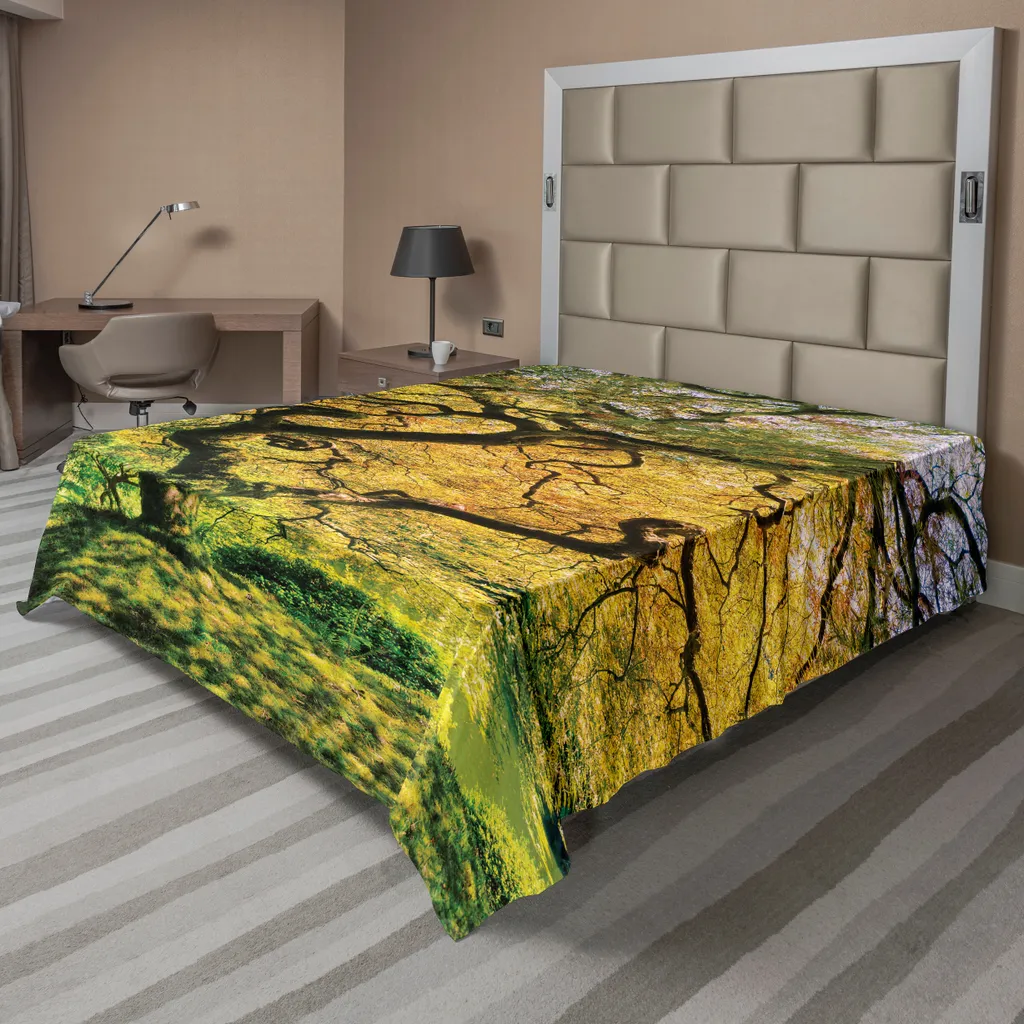 Drap plat anti-plis douceur durable motif japonais forêt 266x260 cm